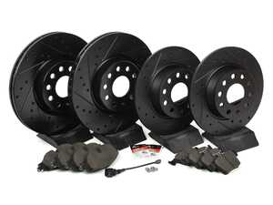 ES#2975818 - 1k0615301aaakt3 - Performance Front & Rear Brake Service Kit - Featuring ECS V5 Drilled & Slotted rotors and ECS EP24 Enthusiast Performance pads - Assembled By ECS - Audi