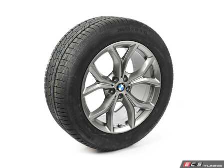 ES#4706260 - 36115A81985 - 19" STYLE 735-TPM WHEEL WITH TIRE, WINTER 265/50R19 110H - 19" Style 735 V- Spoke in Ferric Grey with Winter Wheel/Tire - 9Jx19 ET:38 rim with Continental WinterContact TS 860 S SSR tire in 265/50R19 110H mounted/balanced, and with RDCi/TPMS and center cap installed.  Not for M Performance 19" brakes. - Genuine BMW - BMW