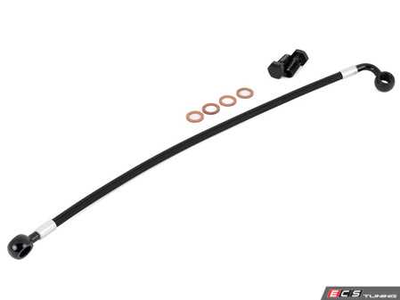 ES#4932168 - 057134LA01 - N14/N18 Stainless Steel Turbocharger Oil Supply Line Upgrade - Black Finish - Heavy-duty stainless steel braided construction eliminates the problematic factory design, ensuring safe and reliable oil delivery. Replaces OE# 11657534454. - ECS - MINI