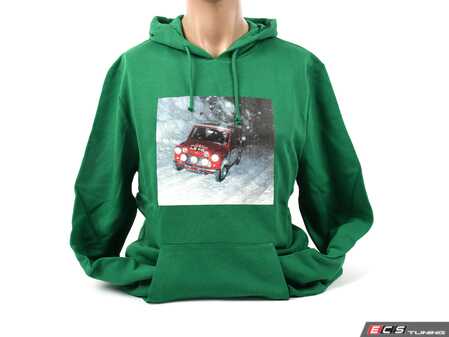 ES#4013402 - 80142467704 - MINI SweatShirt Mens Limited Edition Holiday with Hood - XXXL - Green sweatshirt with Monte Carlo Rally 1965 Print on front - Genuine MINI - MINI