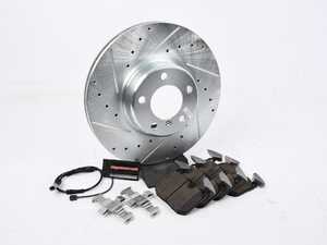 ES#5374269 - K6653 - Z23 Street Warrior Brake Kit - Front *Scratch And Dent* - Includes performance drilled and slotted rotors and Power Stop's Extreme Carbon-Fiber Ceramic pads. - Scratch & Dent - BMW