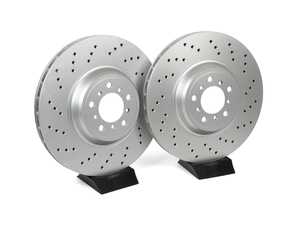 ES#4669181 - 34112284809-X - Front V5 Drilled Brake Rotors - Set (380x30) - Precision manufactured and featuring a GeoSpec corrosion-resistant coating - ECS - BMW