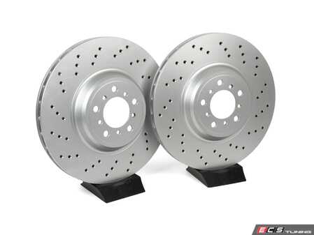 ES#4669181 - 34112284809-X - Front V5 Drilled Brake Rotors - Set (380x30) - Precision manufactured and featuring a GeoSpec corrosion-resistant coating - ECS - BMW