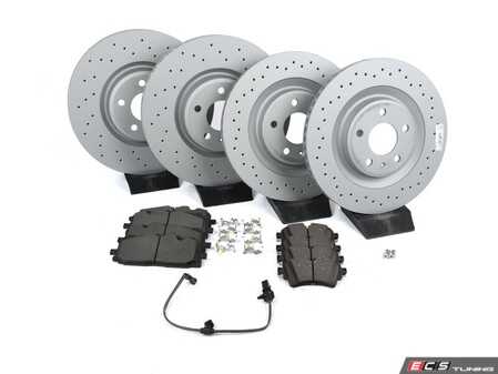 ES#5385834 - 8K0698301MKT8 - Front & Rear Brake Service Kit - Featuring Zimmermann Sport Cross-Drilled Rotors and Akebono Euro Ceramic brake pads - Assembled By ECS - Audi