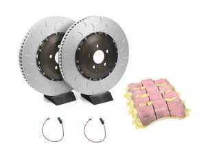 ES#5386489 - 4M0615301BMKT4 - Performance Front Brake Service Kit - 4M Audi SQ7/SQ8 (400x38) - Featuring 034 Motorsports Upgraded 2-Piece Rotors, EBC YellowStuff pads, and wear sensors - Assembled By ECS - Audi