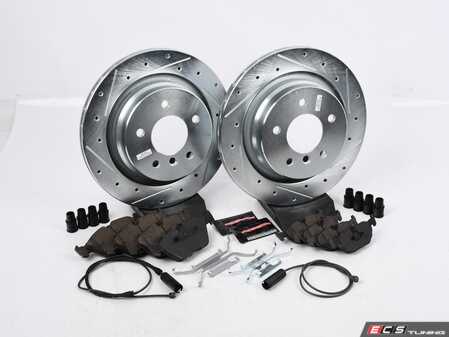 ES#5374734 - K4229 - Z23 Evolution Sport Brake Kit - Front And Rear - Includes drilled and slotted rotors, carbon fiber infused ceramic brake pads, and all new premium hardware. - Scratch & Dent - BMW