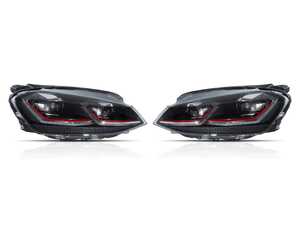 ES#5395260 - 5GM941-PRO-R - Full LED Projector Headlight Set - With Red Strips - Features dual projectors and LED switchback DRLs/sequential indicators - ZiZa - Volkswagen