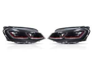 Full LED Projector Headlight Set - With Red Strips