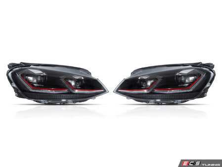 ES#5395260 - 5GM941-PRO-R - Full LED Projector Headlight Set - With Red Strips - Features dual projectors and LED switchback DRLs/sequential indicators - ZiZa - Volkswagen