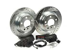 ES#3990176 - K6656 - Z23 Evolution Sport Brake Upgrade Kit - Rear - Includes Z23 Carbon-Fiber Ceramic Brake Pads, Drilled & Slotted Zinc Plated Rotors, and stainless-steel hardware - Power Stop - BMW