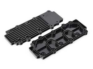 ES#2840172 - M15BLK - 993 Turbo Billet Aluminum Lower Valve Cover Pair - Black - Direct bolt on replacement for your flimsy leaking factory covers - Machined to accept the reusable OEM gaskets - Rennline - Porsche