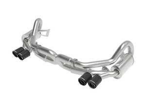 ES#4680384 - 49-36406-1C - MACH Force-Xp 3 IN to 2-1/2 IN 304 Stainless Steel Cat-Back Exhaust System - Carbon Fiber Tips - Unlock up to +34 HP and +43 lb-ft of torque with this TIG-welded 304 stainless cat-back exhaust, delivering race-proven performance, perfect fitment, and an aggressive Porsche-worthy sound in a direct bolt-on package. - AFE - Porsche