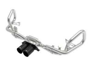 ES#4680389 - 49-36450-B - MACH Force-Xp 2-1/2 IN to 2 IN 304 Stainless Steel Cat-Back Exhaust System - Black Tips - Add up to +26 HP and +38 lb-ft of torque with this valve-controlled 304 stainless cat-back exhaust, delivering aggressive sound, improved throttle response, and easy bolt-on performance. - AFE - Porsche
