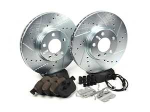 ES#3157481 - K6064 - Z23 Evolution Sport Brake Upgrade Kit - Front - Includes Z23 Carbon-Fiber Ceramic Brake Pads, Drilled & Slotted Zinc Plated Rotors, and stainless-steel hardware - Power Stop - BMW