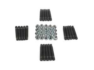 ES#3552559 - LS066060C - Competition Wheel Stud Conversion Kit - Steel Conical Seat Nuts - 60mm Front / 60mm Rear - Set of 20 Black Zinc coated studs and steel conical seat lug nuts - Rennline - Porsche
