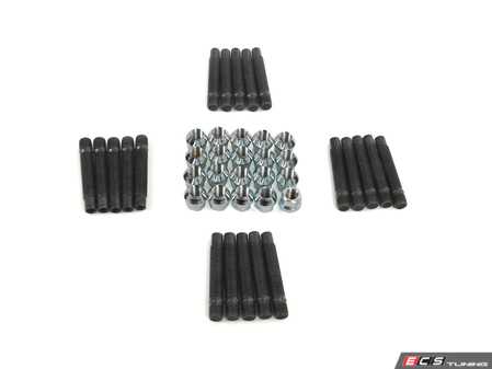 ES#3552559 - LS066060C - Competition Wheel Stud Conversion Kit - Steel Conical Seat Nuts - 60mm Front / 60mm Rear - Set of 20 Black Zinc coated studs and steel conical seat lug nuts - Rennline - Porsche