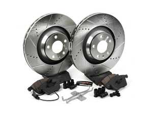 ES#3157169 - K5277 - Power Stop Z23 Evolution Sport Front Brake Kit (347mm) - A performance front axle upgrade featuring drilled & slotted rotors and low-dust carbon-fiber ceramic pads. - Power Stop - Audi