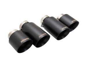 ES#5434678 - ES-VW09-BLACKTIP - VW Audi Black Stainless Steel Tips  - Give your Volkswagen Golf R or Audi S3 a stealthy upgrade with these shadow black 4 quad tips direct fit for Xforce Varex systems and built from coated 304 stainless for a sleek, aggressive finish. - XForce - Audi Volkswagen