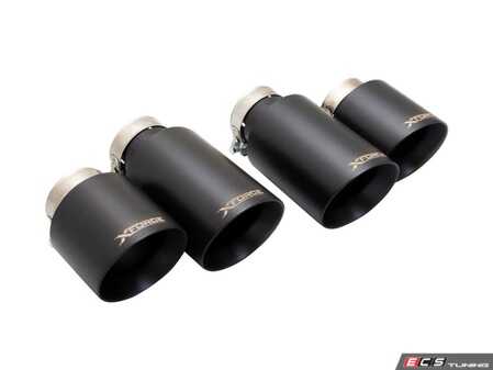 ES#5434678 - ES-VW09-BLACKTIP - VW Audi Black Stainless Steel Tips  - Give your Volkswagen Golf R or Audi S3 a stealthy upgrade with these shadow black 4 quad tips direct fit for Xforce Varex systems and built from coated 304 stainless for a sleek, aggressive finish. - XForce - Audi Volkswagen