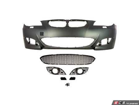 ES#5435645 - E60M5FT-LCI-PDC - M5 Style Front Bumper W/ E60 '08 PDC - Constructed from high-grade Polypropylene (PP), this bumper offers the perfect balance of flexibility and structural rigidity, ensuring a factory-level fit and finish. - Suvneer - BMW
