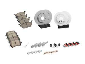 ES#4830612 - 5C06983011KT2 - Front & Rear Brake Service Kit (280x22 / 253x10) - Featuring ECS V5 coated rotors and ECS DD23 "Daily Driver" ceramic pads. - Assembled By ECS - Volkswagen