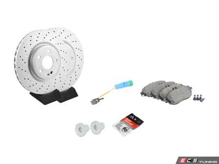 ES#3678596 - 2464212612KT3 - CLA250 Front Brake Service Kit - Featuring Meyle Coated Rotors and Textar Brake Pads - Assembled By ECS - Mercedes Benz