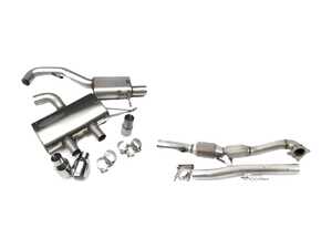 ES#3187857 - SSXVW221TBKT - MK6 Golf R 3" Turbo Back Exhaust System - Resonated - Get that Exhaust tone you've been looking for! Features 3" cat-back construction with 4" Polished "GT100" style tips, and a 3" downpipe with a high-flow cat - Milltek Sport - Volkswagen