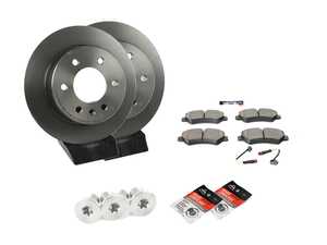 ES#4643368 - 9104210000070KT3 - Rear Brake Service Kit - Features Brembo rotors, and Brembo Ceramic pads - Assembled By ECS - Mercedes Benz