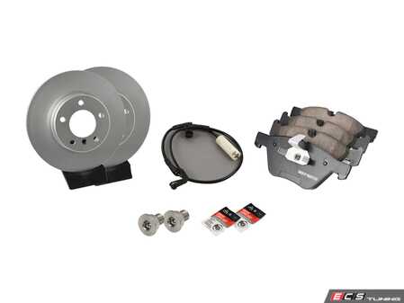 ES#2837200 - 34116764021KT1 - Front Brake Service Kit  - Featuring Meyle coated rotors and ECS DD23 "Daily Driver" ceramic pads. - Assembled By ECS - BMW