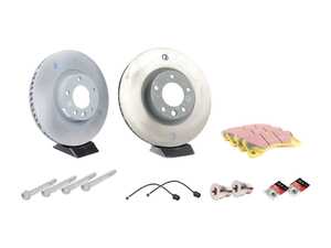 ES#2602543 - 95835140300FPKT - Performance Front Brake Service Kit - Featuring genuine Porsche rotors and EBC YellowStuff brake pads - Assembled By ECS - Porsche