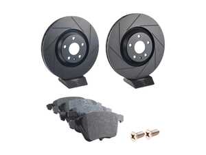 ES#3537691 - 025997ECS0590KT - Performance Front Brake Service Kit - Featuring ECS V5 Slotted rotors and Hawk HPS 5.0 pads - Assembled By ECS - Audi