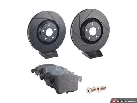 ES#3537691 - 025997ECS0590KT - Performance Front Brake Service Kit - Featuring ECS V5 Slotted rotors and Hawk HPS 5.0 pads - Assembled By ECS - Audi