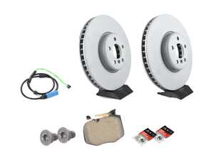 ES#4017074 - 34116880734-1KT - Front Brake Service Kit - Featuring Genuine BMW pads, Zimmerman rotors, and a wear sensor. - Assembled By ECS - BMW