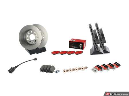ES#5388395 - 5Q0615301HKT6 - Front & Rear Brake Service Kit - Featuring Brembo Rotors, Brembo pads, and wear sensors - Assembled By ECS - Volkswagen