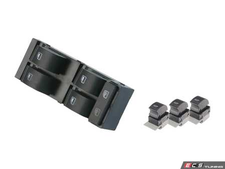 ES#2778044 - 4B0959851BKT1 - Window Switch Kit - Sabre (Black) - Includes all four interior window switches - Assembled By ECS - Audi