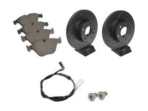 ES#4679985 - 34116855006XSKT - Performance Front Brake Service Kit - Drilled & Slotted - Featuring ECS V5 Performance Drilled & Slotted Brake Rotors and ECS EP24 "Enthusiast Performance" brake pads. - Assembled By ECS - BMW
