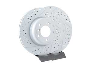ES#3131610 - 34116786392KT - Front Cross Drilled & Slotted Brake Rotors - Pair (338x26) - Cross drilled and slotted original equipment Zimmermann brake discs - Zimmermann - BMW