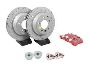 ES#2986581 - 7L6698302KKT9 - Performance Rear Brake Service Kit - Featuring EBC GD Series Dimpled & Slotted rotors and EBC Redstuff pads - Assembled By ECS - Audi