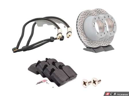 ES#2594797 - 96535104101RPKT - Performance Rear Brake Service Kit - Featuring Genuine Porsche rotors and Hawk HPS brake pads - Assembled By ECS - Porsche