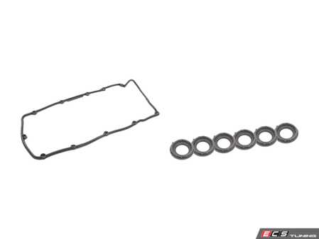 ES#3648564 - 95510448300KT1 - 2004-2006 V6 Cayenne Valve Cover Gasket Kit - Includes Victor Reinz Valve Cover and Six Spark Plug Seals - Assembled By ECS - Porsche