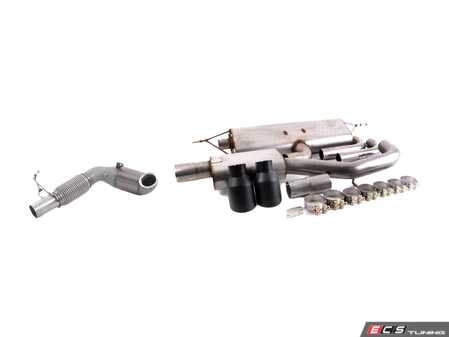 ES#2918051 - SSXAU3811KT3 - Turboback Exhaust System - Resonated - 3" Large bore downpipe with Hi-Flow Sports cat and 3" stainless steel cat-back with dual 100mm black Cerakote tips - Milltek Sport - Audi