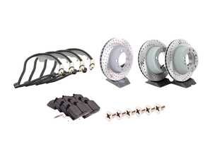 ES#2619466 - 95135104102PEKT - Performance Front & Rear Brake Service Kit - Featuring Sebro cross-drilled rotors and Hawk HPS brake pads - Assembled By ECS - Porsche