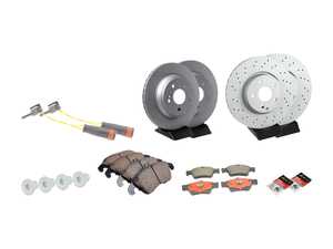 ES#3663806 - 0004213012KT6 - Front and Rear Brake Service Kit - Featuring ECS V5 Coated Rotors, Akebono Ceramic Front Pads, and Brembo Ceramic Rear Pads - Assembled By ECS - Mercedes Benz
