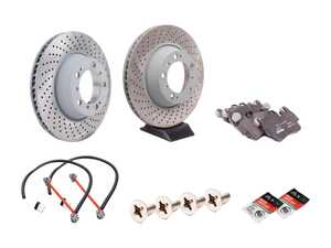 ES#2598353 - 99635240502ROKT - Rear Brake Service Kit - Featuring Sebro rotors and Textar brake pads - Assembled By ECS - Porsche