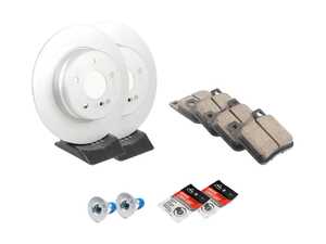 ES#2771566 - 0044201620KT2 - Rear Brake Service Kit - Featuring ATE Rotors And Akebono-Euro Ceramic Pads - Assembled By ECS - Mercedes Benz