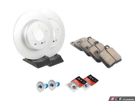 ES#2771566 - 0044201620KT2 - Rear Brake Service Kit - Featuring ATE Rotors And Akebono-Euro Ceramic Pads - Assembled By ECS - Mercedes Benz