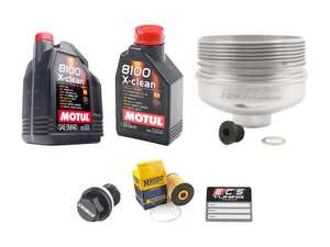 ES#3096265 - 009390ECS07KT -  Oil Service Kit - With Magnetic Drain Plug & Polished Aluminum Oil Filter Housing - Featuring polished billet aluminum filter housing! Includes Mann oil filter and Motul 5w-40 oil. - Assembled By ECS - Volkswagen