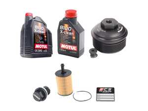 ES#2804768 - 004673ECS01KT2 -  Oil Service Kit - With Magnetic Drain Plug & Black Aluminum Oil Filter Housing - Featuring black billet aluminum filter housing! Includes oil filter and Motul 5w-40 oil. - Assembled By ECS - Volkswagen