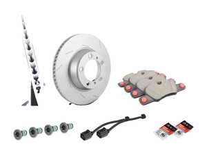 ES#3675504 - 97035240300KT2 - Rear Brake Service Kit - Featuring Meyle Coated Rotors and Brembo Ceramic Brake Pads - Assembled By ECS - Porsche