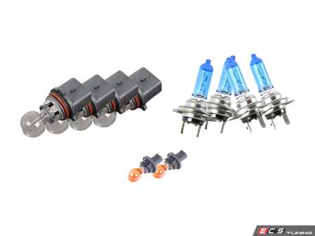 ES#2607930 - N10737301KT2 - Halogen Headlight Bulb Refresh Kit - Includes every bulb for both headlights, featuring Ziza Platinum White high/low beam bulbs - Assembled By ECS - Audi